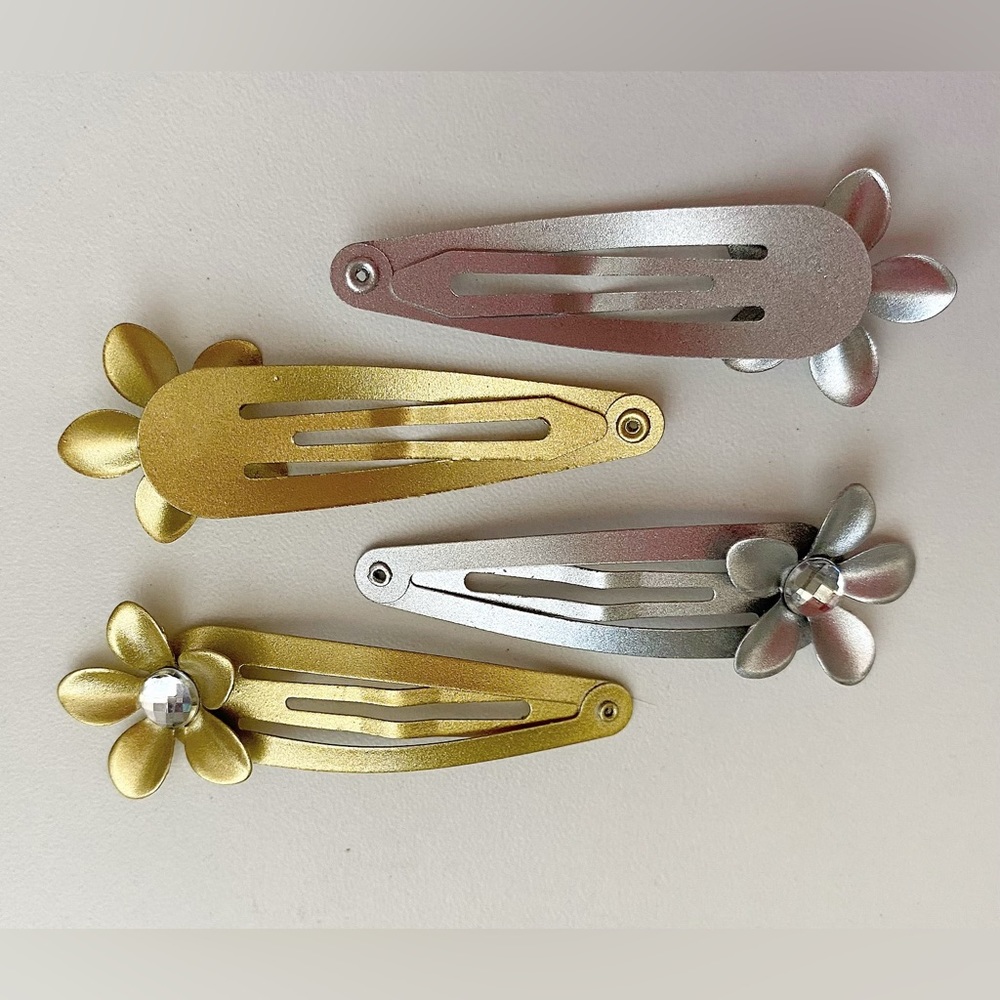 Gold & Silver flower hair clips